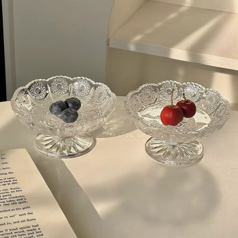 Plateau à fruits en verre en Relief