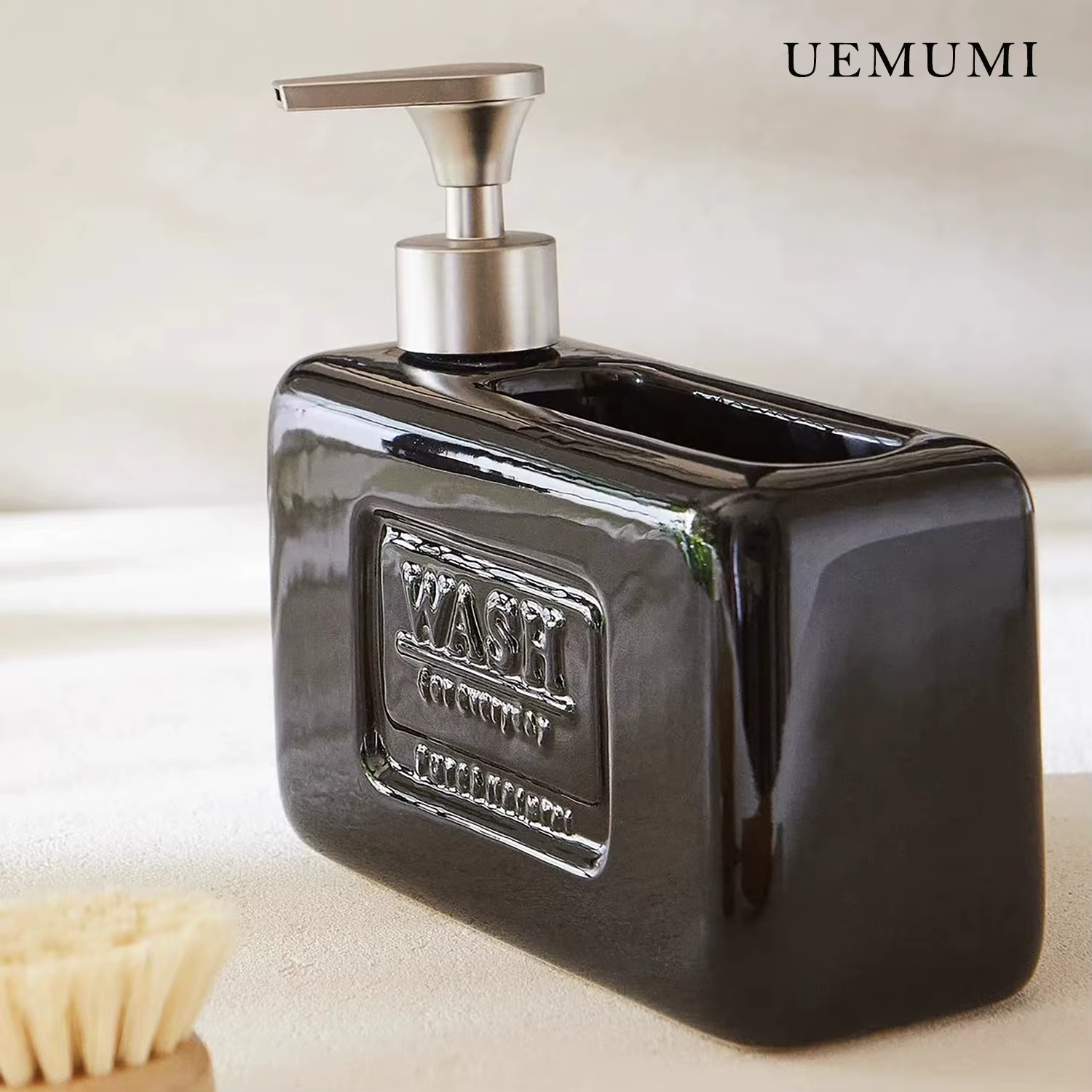 Distributeur de liquide réutilisable en céramique Beige de luxe