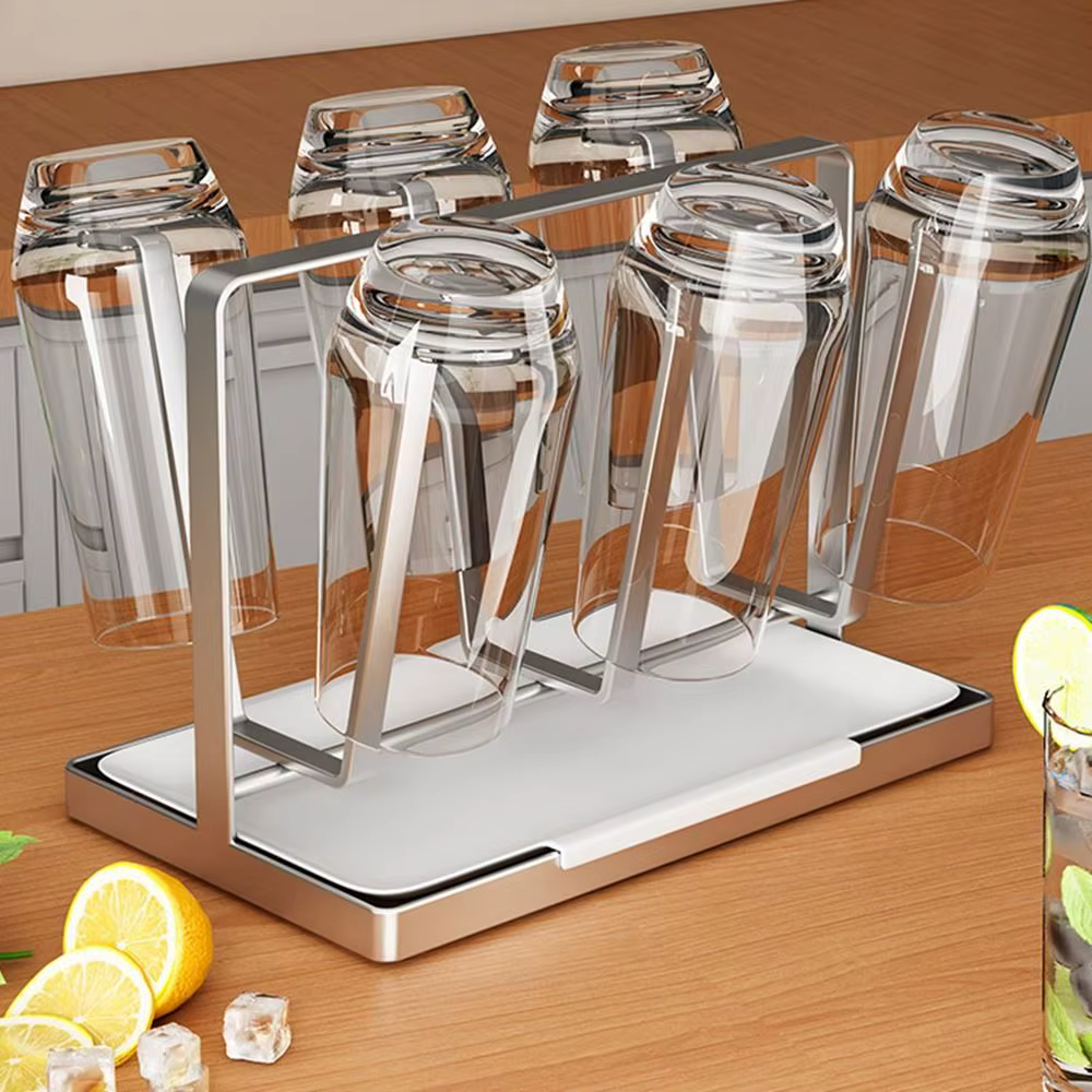 Fond antidérapant 6 tasses en verre support