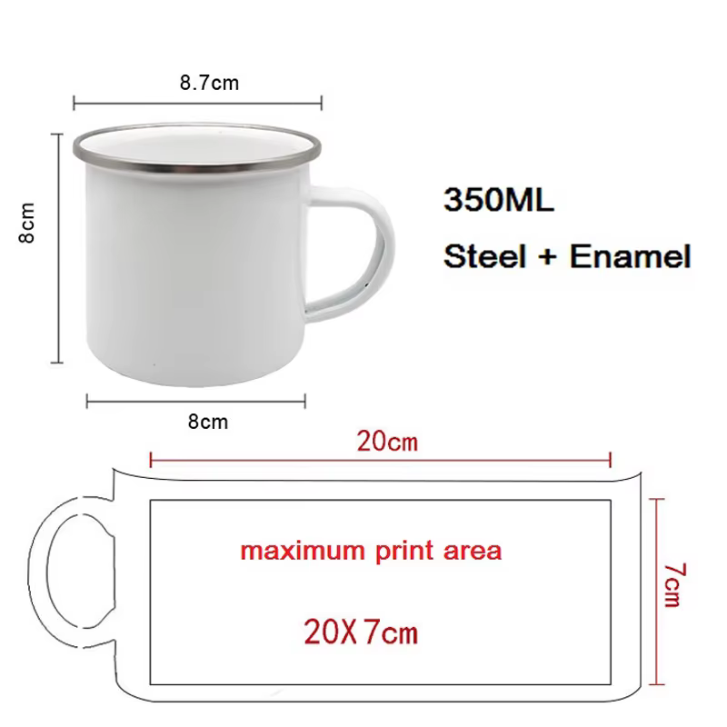Impression de tasse en émail personnalisée avec photo et texte de LOGO