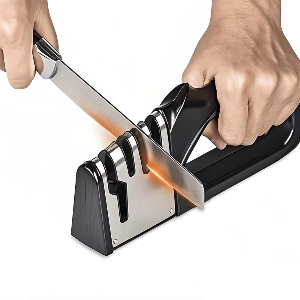 Aiguiseur de couteaux de cuisine 4 en 1, base antidérapante portable, outil d'affûtage multifonction, accessoire de cuisine