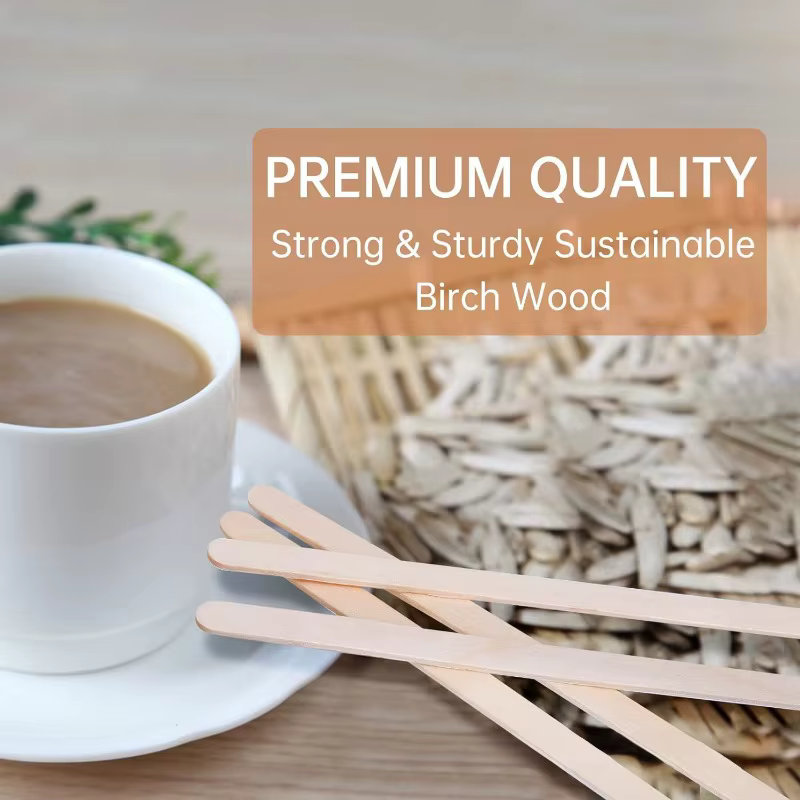 100 pièces café remuer bâtons jetables en bois naturel agitateurs