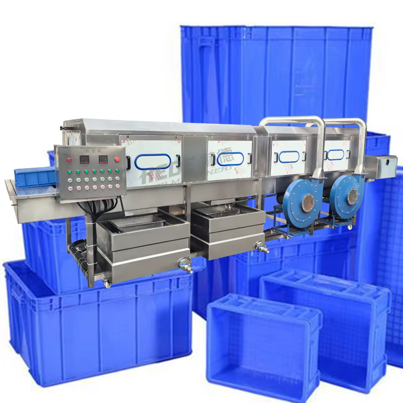 Machine de lavage de caisses industrielles personnalisable et efficace, nettoyage rapide avec faible consommation d'eau