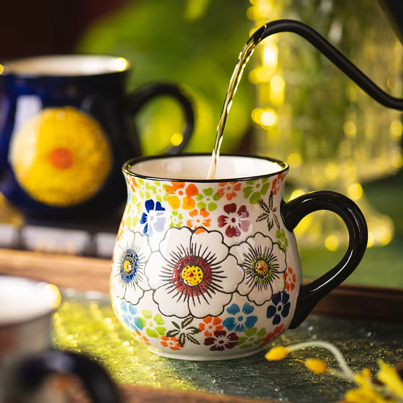 Tasses en céramique créatives Vintage dessinées à la main