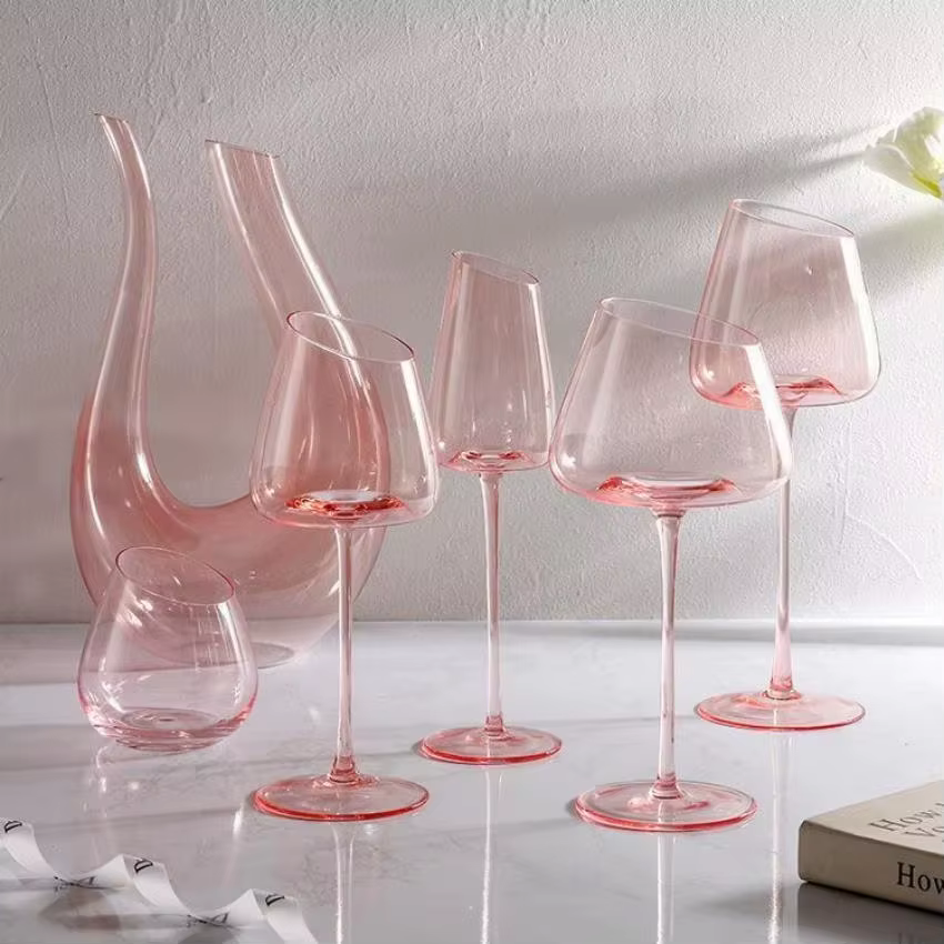 Ensemble de Verres à Vin Rouge Flamand Rose Français