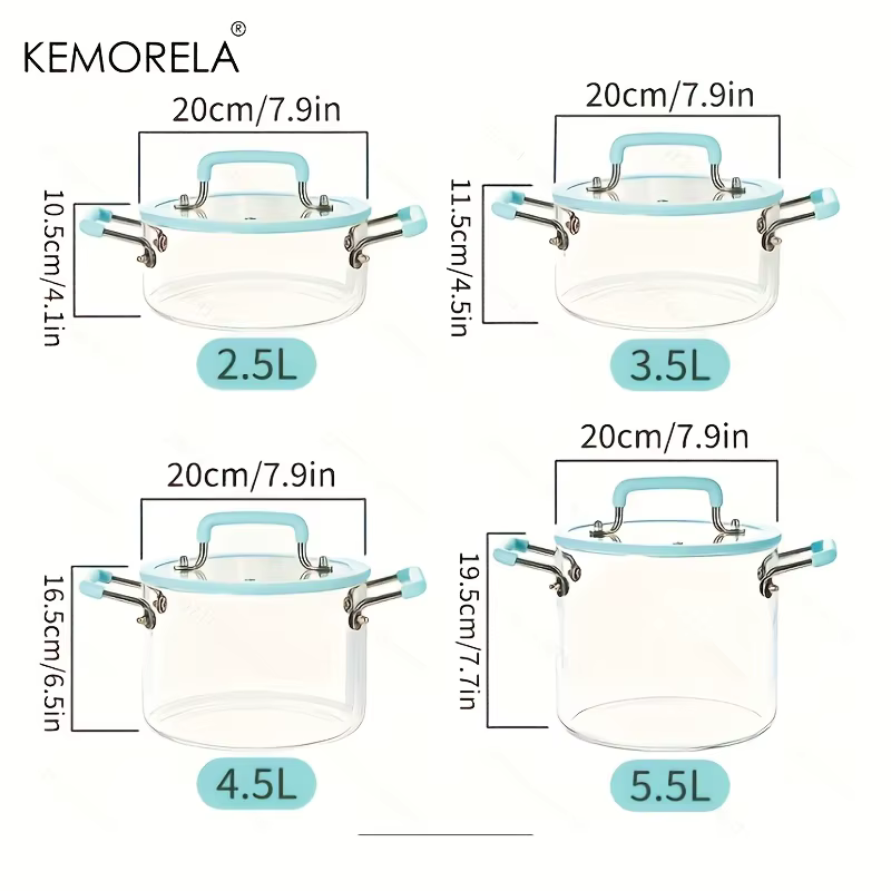 1 pièce Casserole en verre avec couvercle