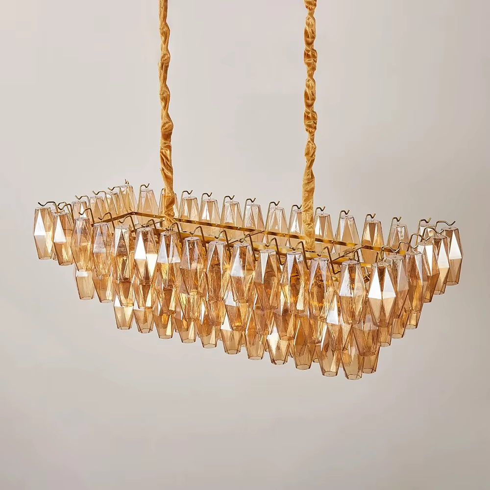 Lustre vintage en verre français pour salle à manger, salon, îlot de cuisine, lustres de luxe en fer doré, lampe suspendue en verre coloré