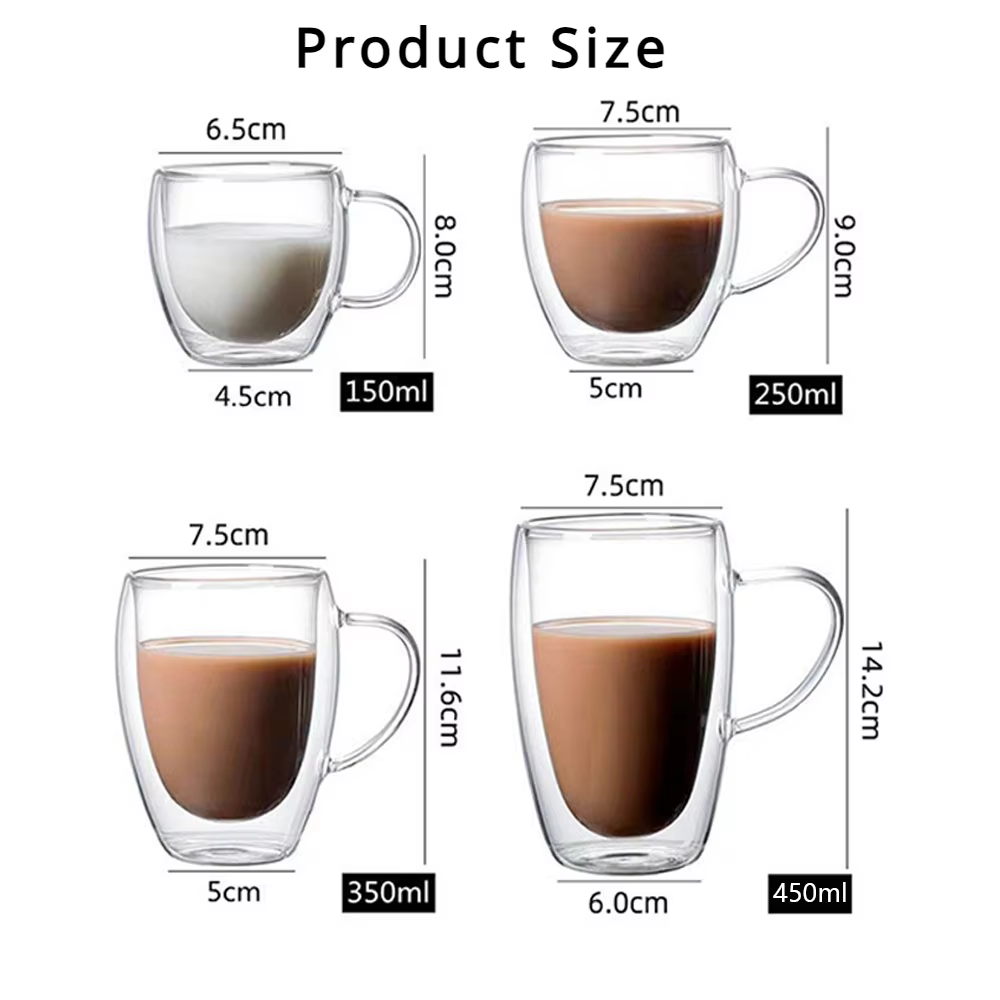 Tasses à café en verre à Double paroi