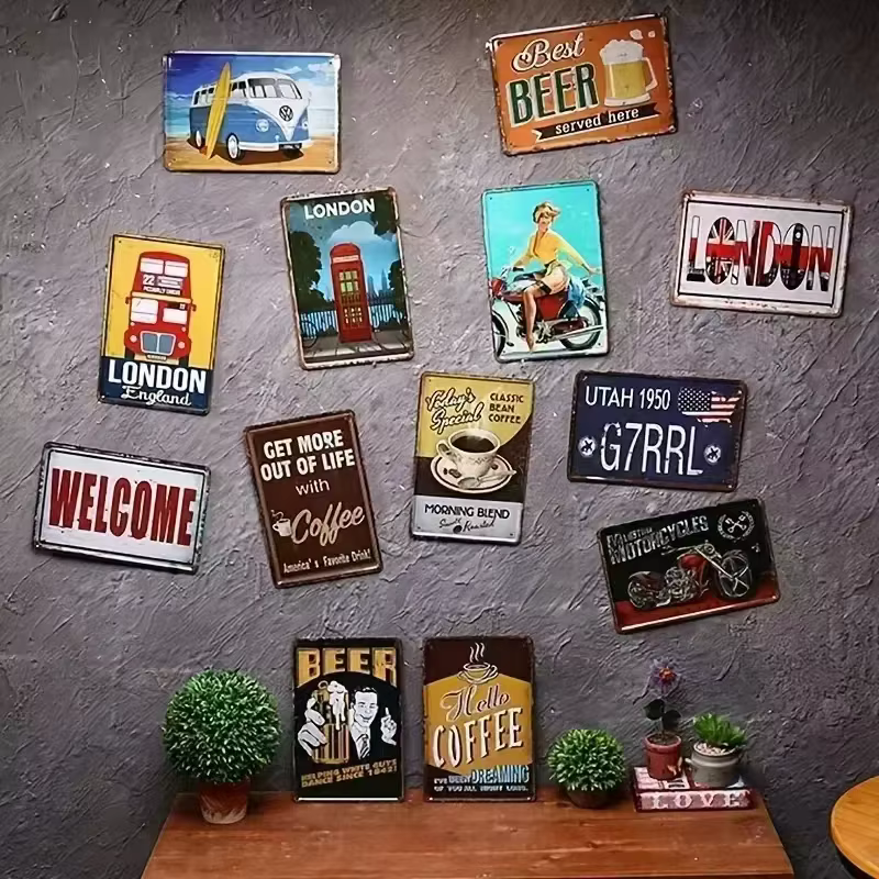 2026 Plaques en métal vintage Swono Coffee