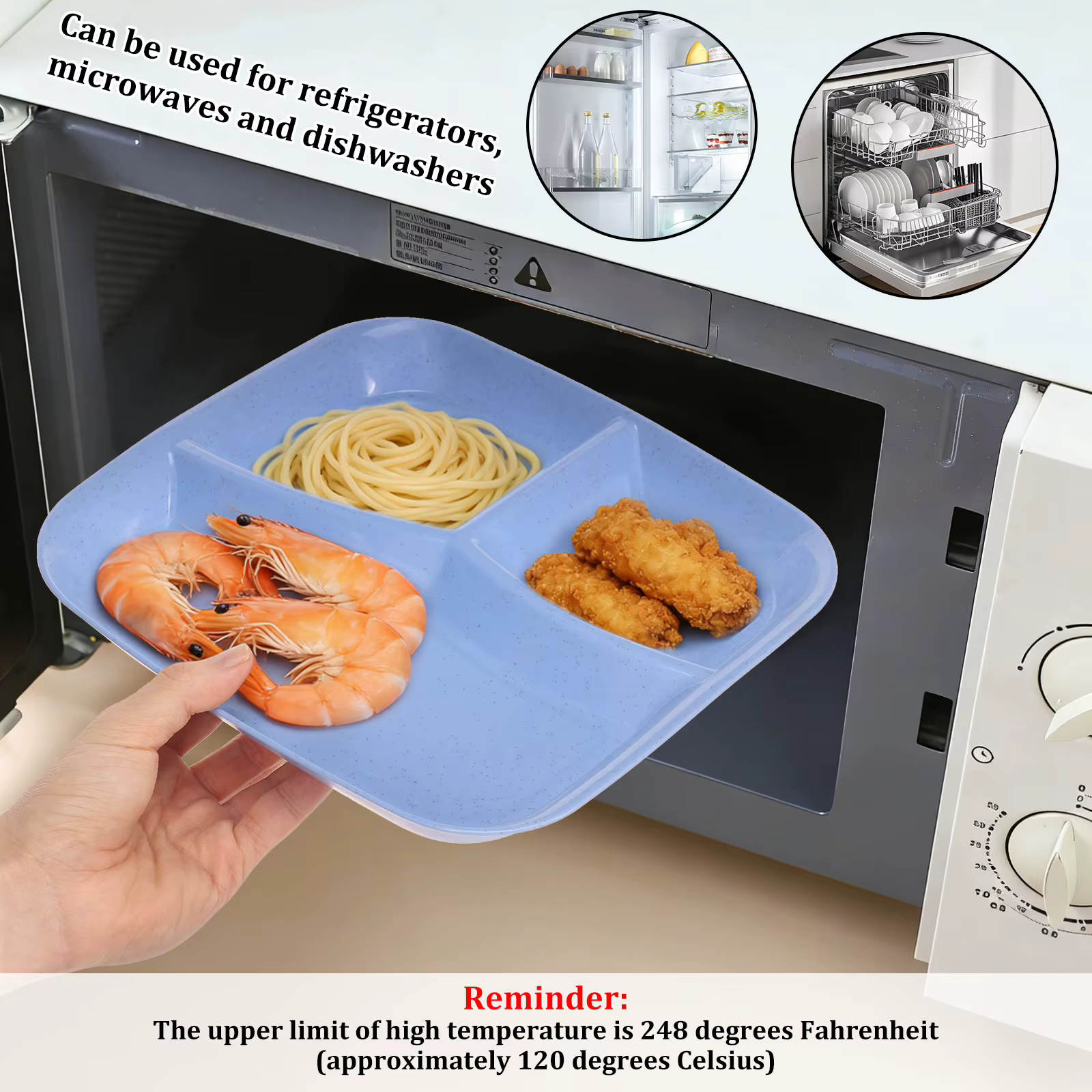 Assiette compartimentée en plastique réutilisable