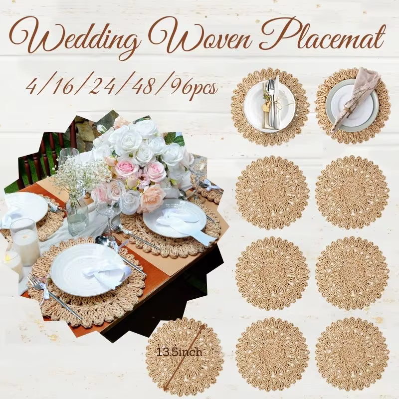 Napperon tissé en paille Boho pour mariage