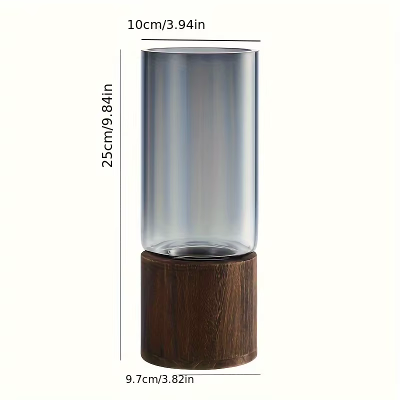 Vase en verre élégant avec Base en bois pour plantes hydroponiques