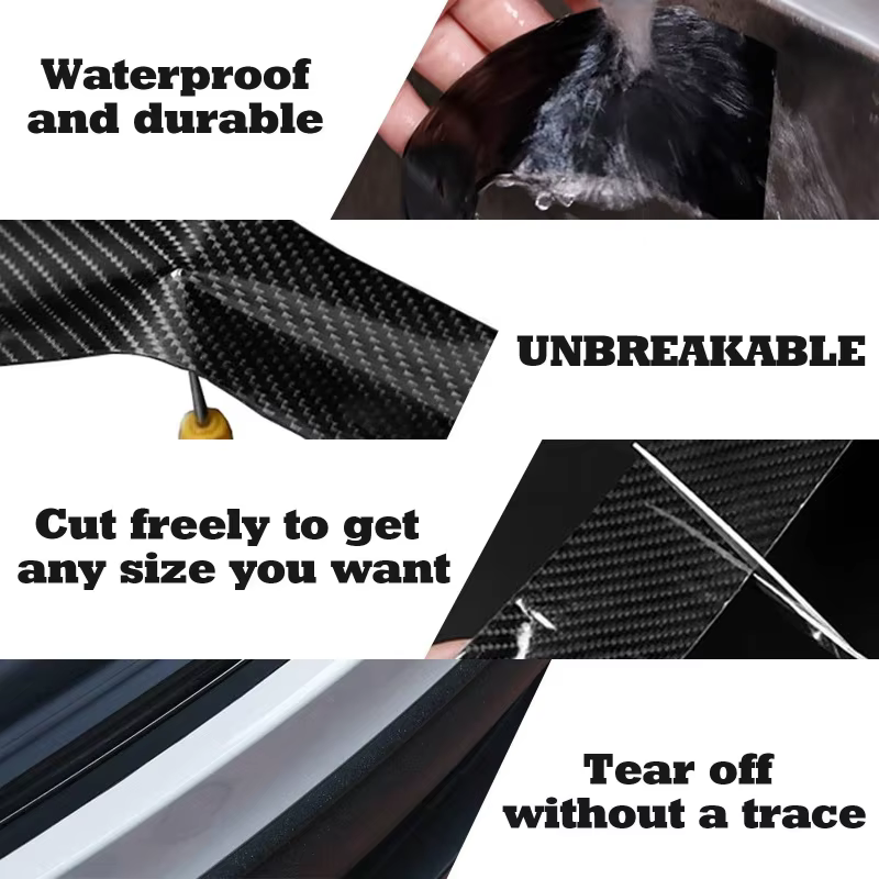 Autocollants de protection épais pour plaque de porte de voiture, 4 pièces, en Fiber de carbone et cuir, couverture anti-éraflures pour seuil de voiture