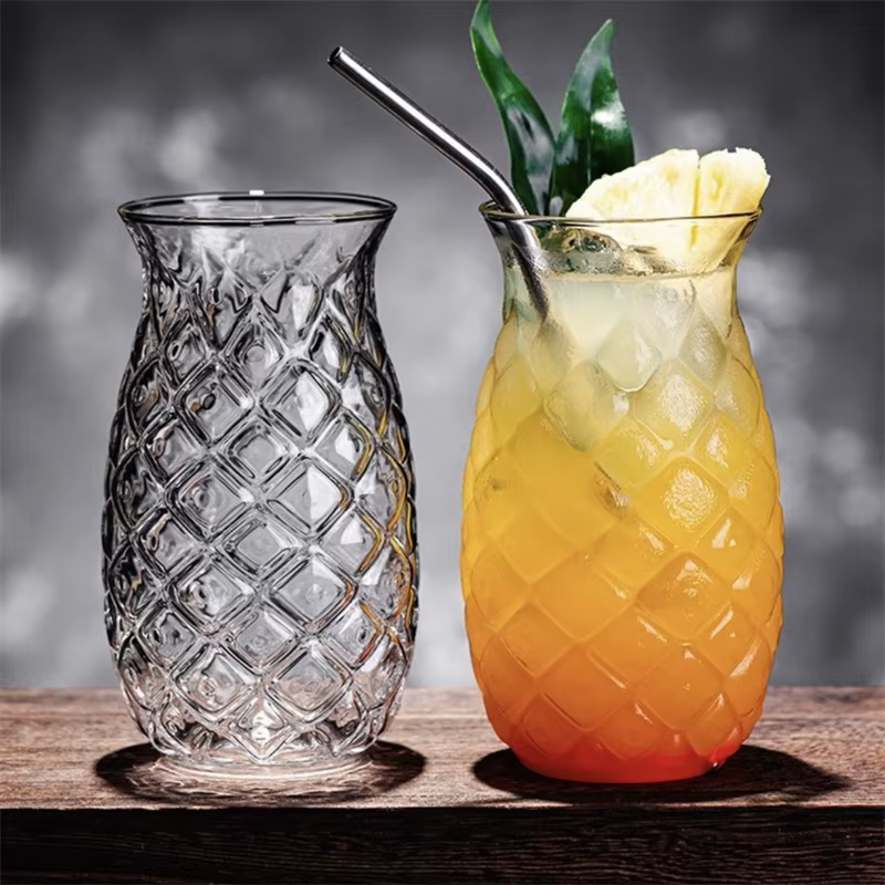 Tasse à café en verre transparent de 480 ml en forme d'ananas