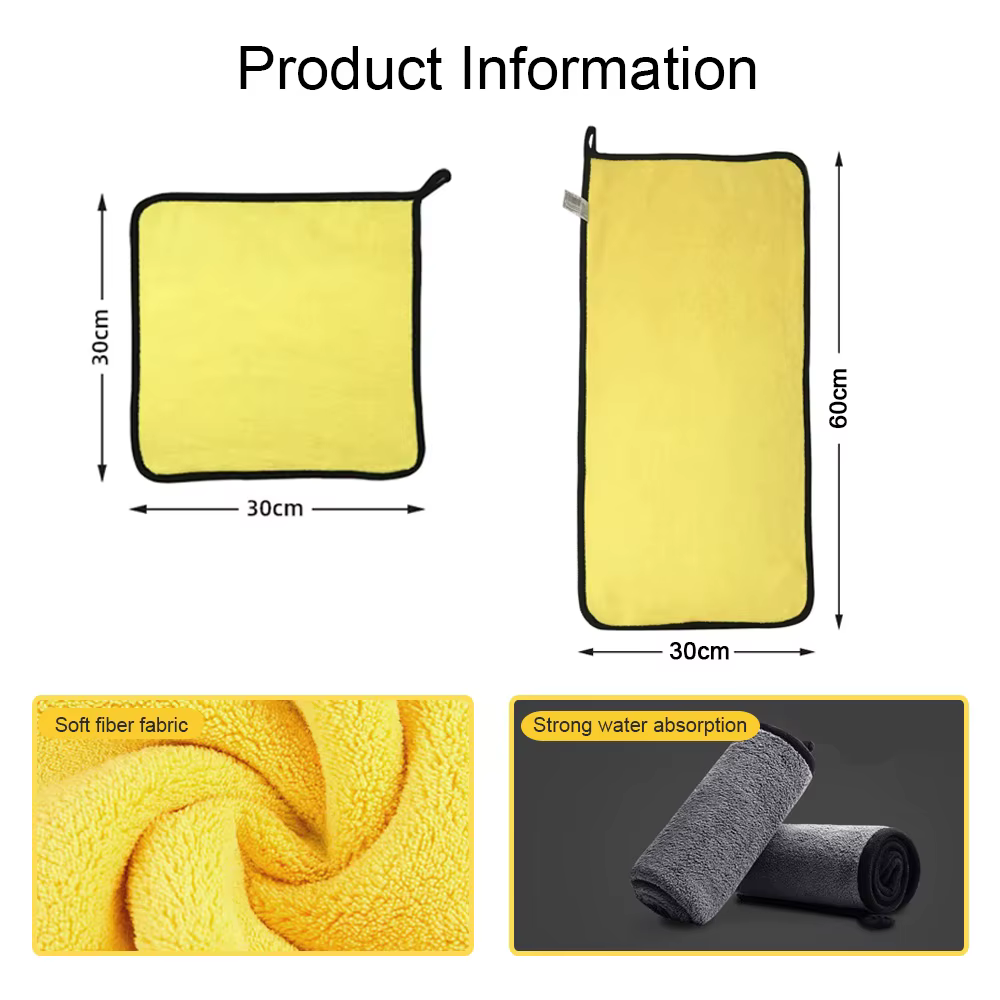Serviette en Microcarence pour Lavage de Voiture, Accessoire de 30x30/60cm