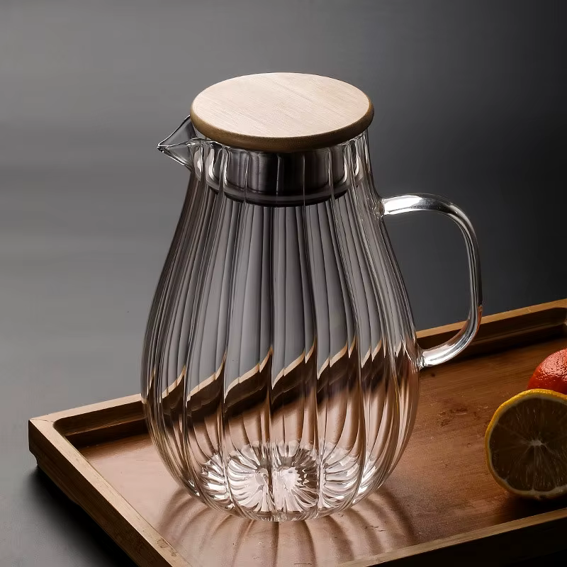Bouilloire Verticale à Rayures de Grande Capacité en Borosilicate