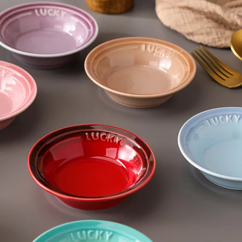 Petit plat rond en céramique nickel é