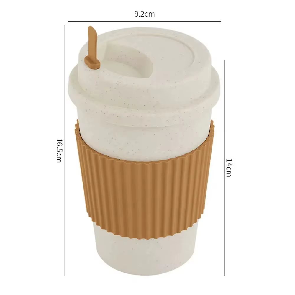 Tasse à café portable réutilisable avec paille de blé