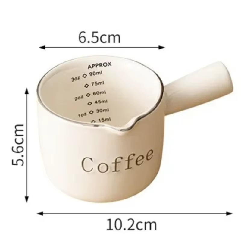 Petite tasse à lait en céramique pour café expresso avec échelle graduée