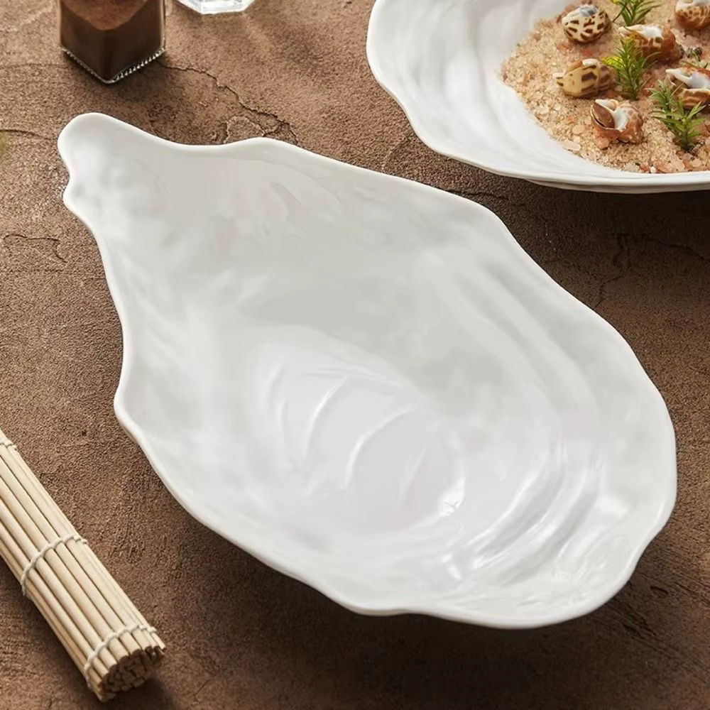 Assiette Sashimi en céramique, organisateur de cuisine, plat de rangement créatif en forme de coquille d'huître, plateau à Dessert multifonction réutilisable, Festival