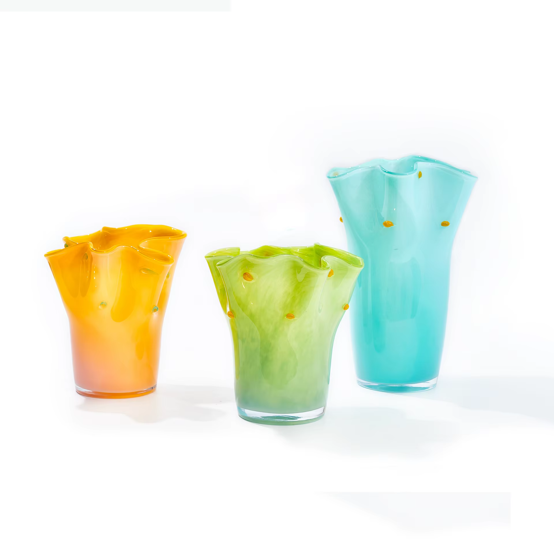 Vase en verre à bord ondulé, plissé, dégradé de couleur, bouteille en verre hydroponique, vase à fleurs, terrarium, accessoires de décoration pour la maison