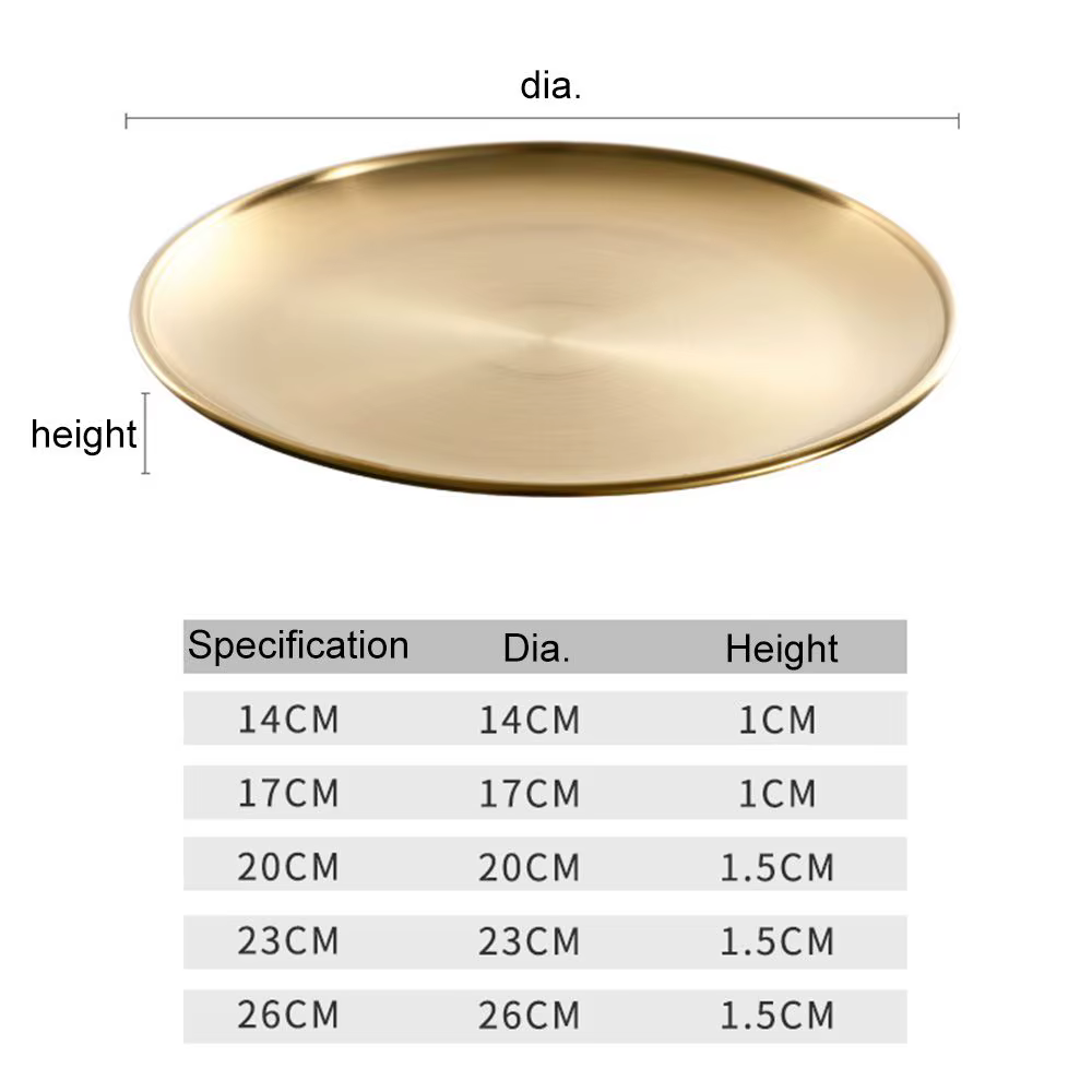 Disque de salle à manger rond en métal en acier inoxydable