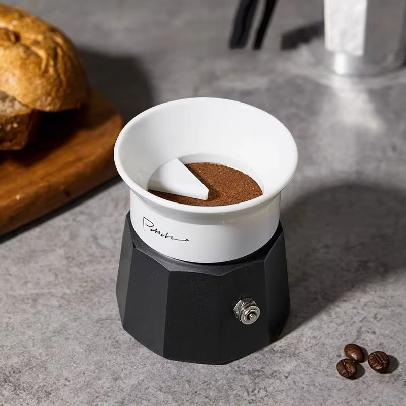 Pot à moka anti-vol avec anneau de remplissage de poudre