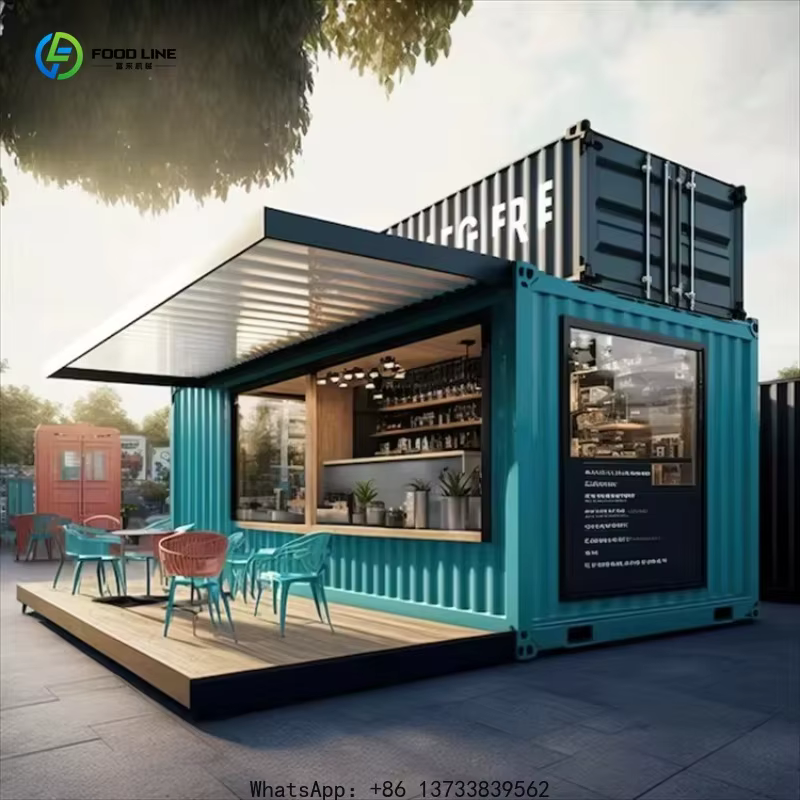 Restaurant-bar en conteneur de 20 pieds sur mesure avec cuisine en conteneur entièrement équipée