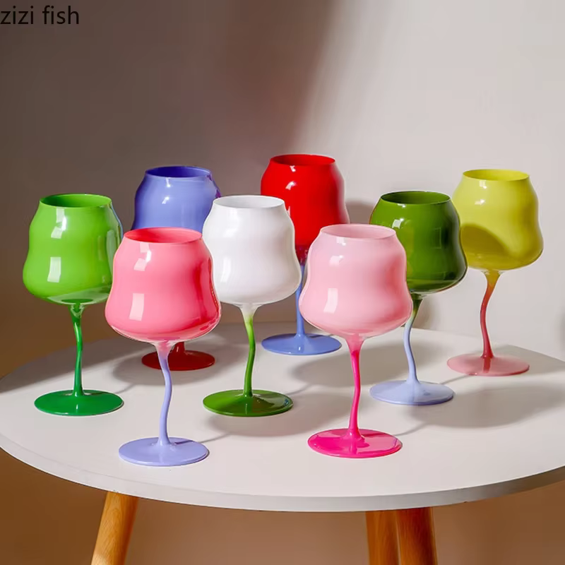 Tasse en verre à pieds hauts de Style crème