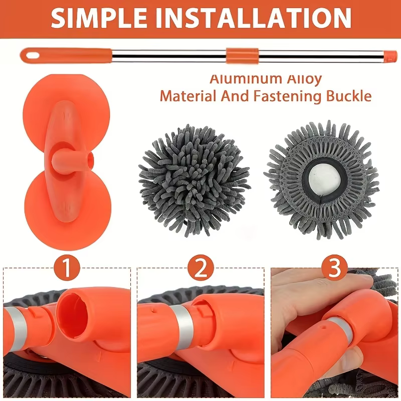 [Brosse de lavage de voiture] Brosse de nettoyage de voiture à long manche réglable, outil de lavage de voiture en microfibre chenille, outil de lavage de voiture multi-surfaces robuste