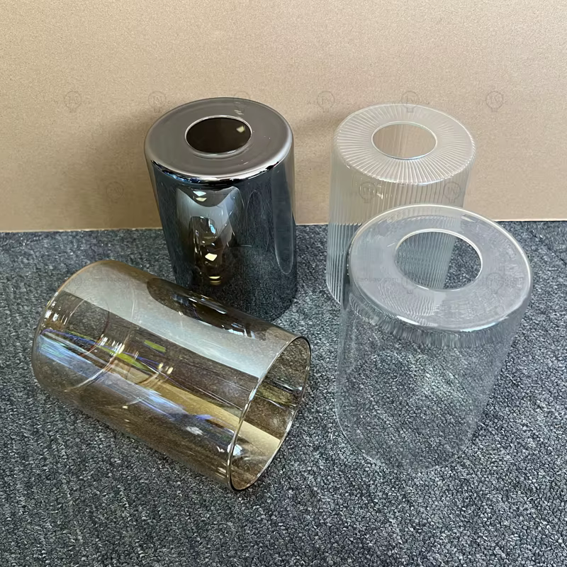 Abat-jour cylindrique en verre transparent/ambre/gris fumée E27/E26 remplace les lampes suspendues, les appliques murales et les lampes de vanité