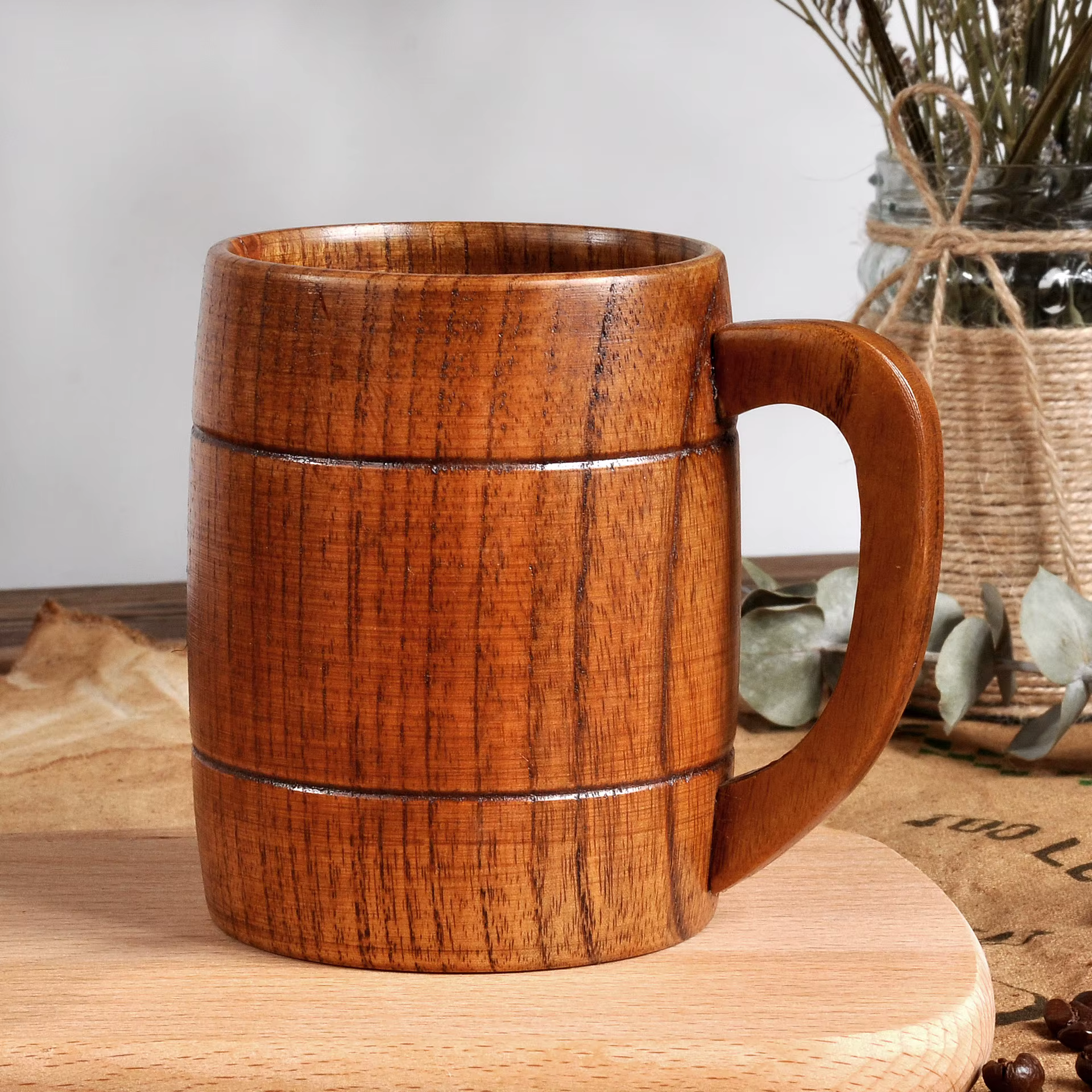 Tasse à café en bois artisanale de 320ml