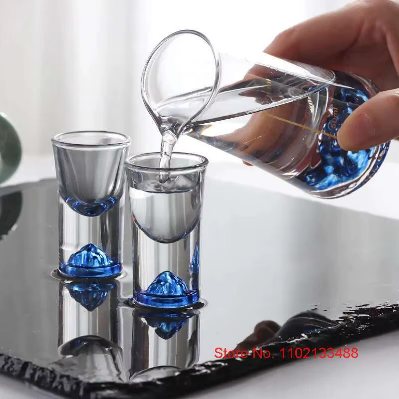 Verre à Shot de montagne en cristal bleu