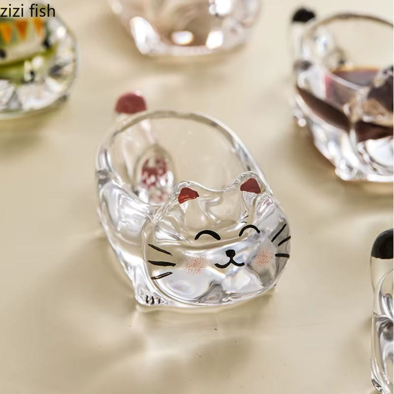 Plat d'assaisonnement en verre de cristal pour chat