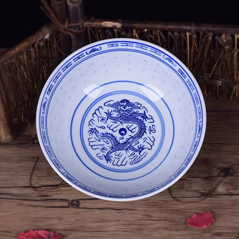 Vaisselle en céramique porcelaine bleue et blanche bol à soupe Ramen bols à riz chinois motif Dragon