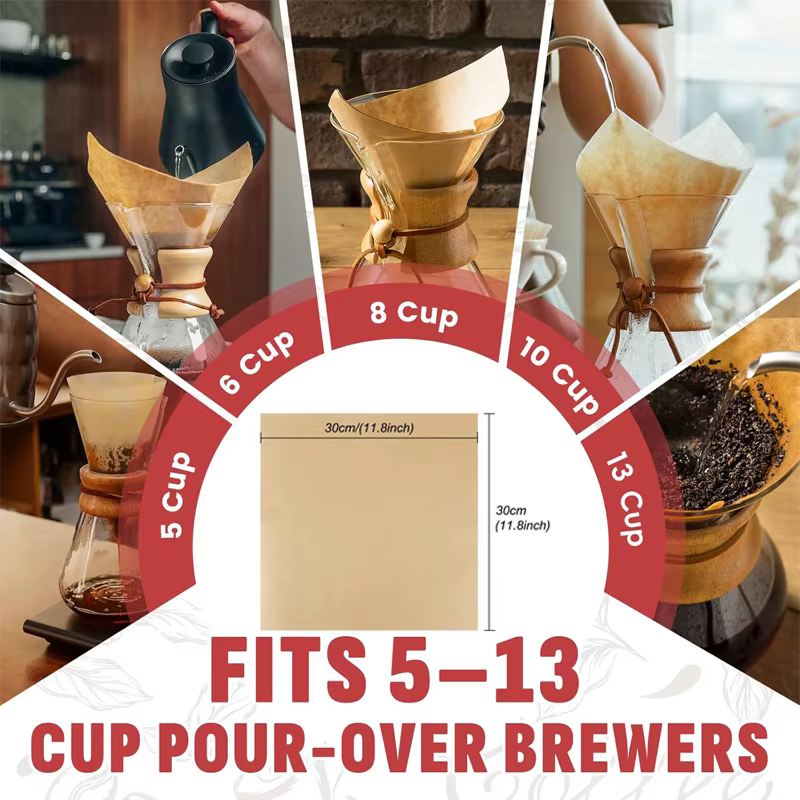 Papier filtre à café CHEMEX pré-plié 30x30cm