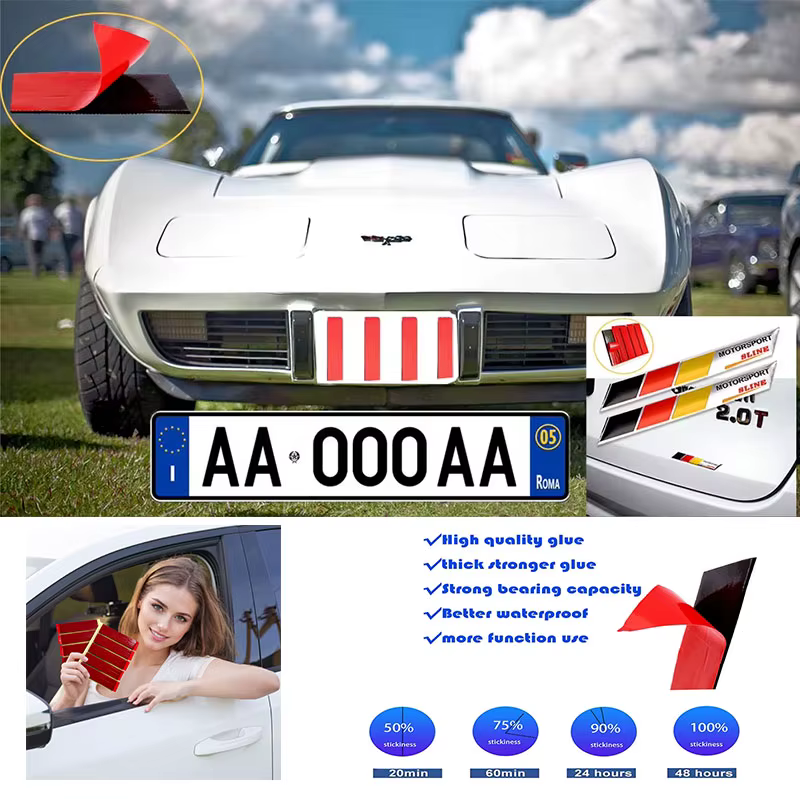 Tampons adhésifs pour plaque d'immatriculation XTRA-THICK, tampons adhésifs Double face Extra résistants et robustes pour plaques d'immatriculation de véhicule, voiture, moto