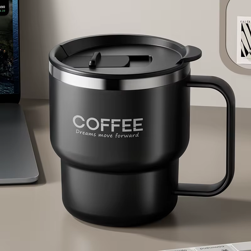 WORTHBUY 304 tasse à café isolée à Double paroi en acier inoxydable avec poignée Portable étudiants