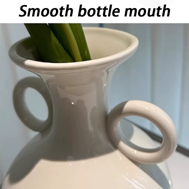 Vase à fleurs en céramique blanche Vintage