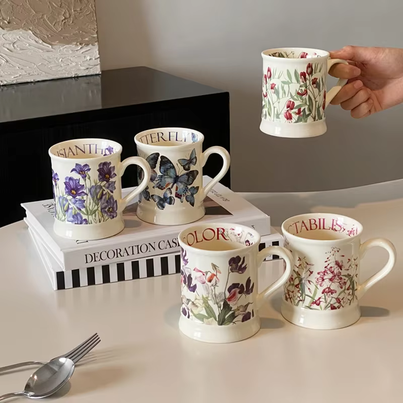 Tasse à fleurs en céramique classique européenne