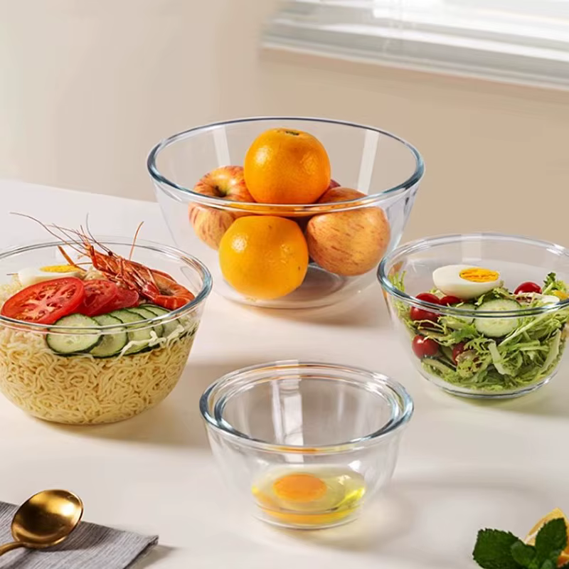 Bol à salade en verre transparent résistant à la chaleur