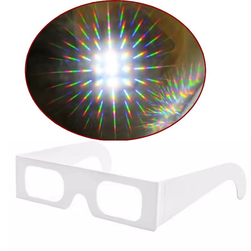 Lunettes arc-en-ciel à Diffraction de prismes en papier 3D, paquet de 100 pièces, pour spectacles Laser, rayons, lumières pour les vacances du nouvel an et de noël