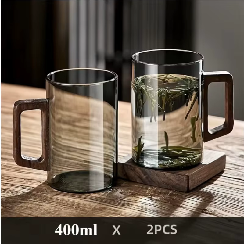 Tasse en verre résistant à la chaleur de grande capacité de 400ml