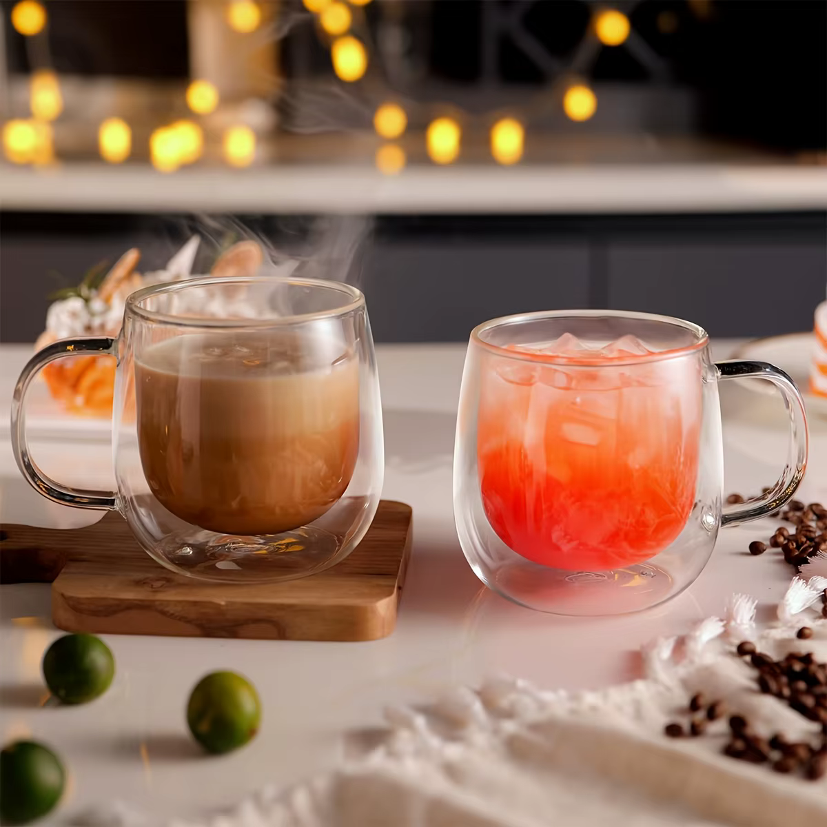 Paquet de 2 tasses à café en verre-ensemble
