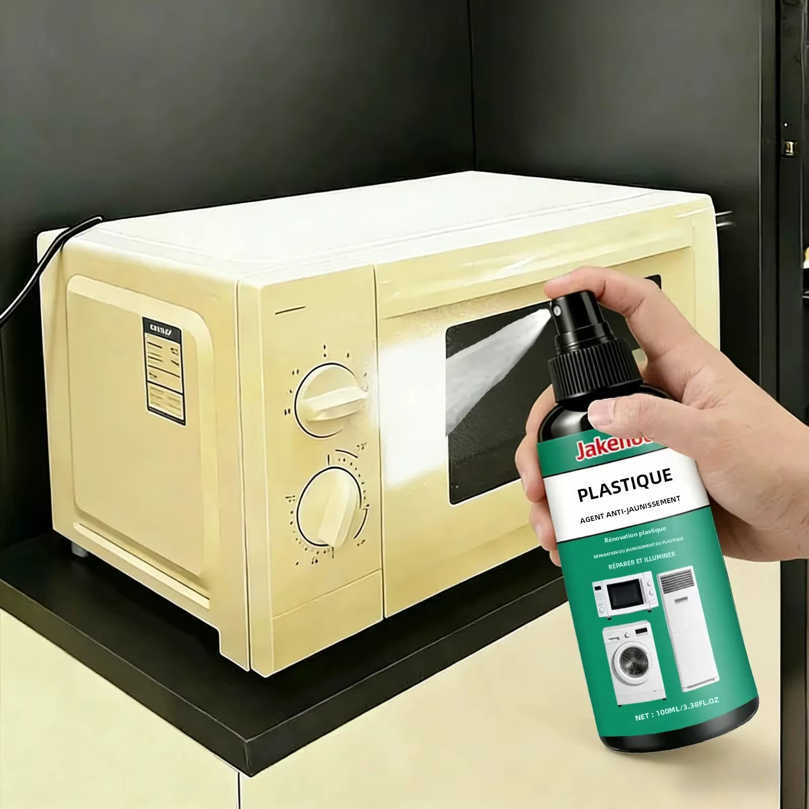 Agent de rénovation pour plastiques ménagers : Élimination du jaunissement, réparation des rayures, polissage brillant pour appareils électroménagers et entretien quotidien de la salle de bain