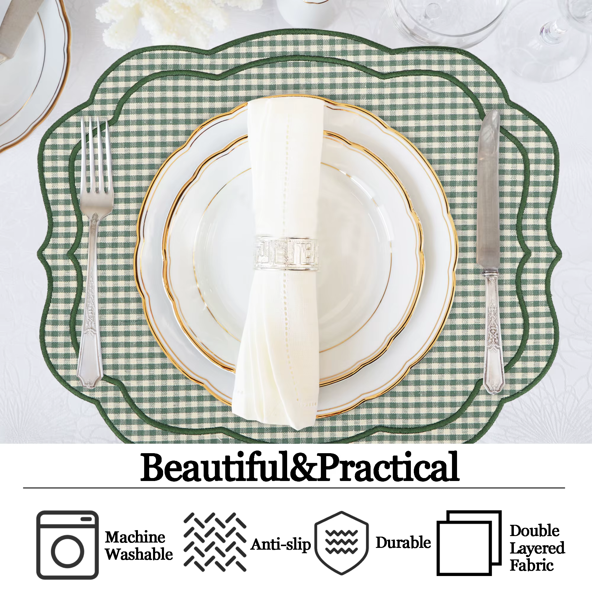 Ensemble de 4 sets de table en gingham