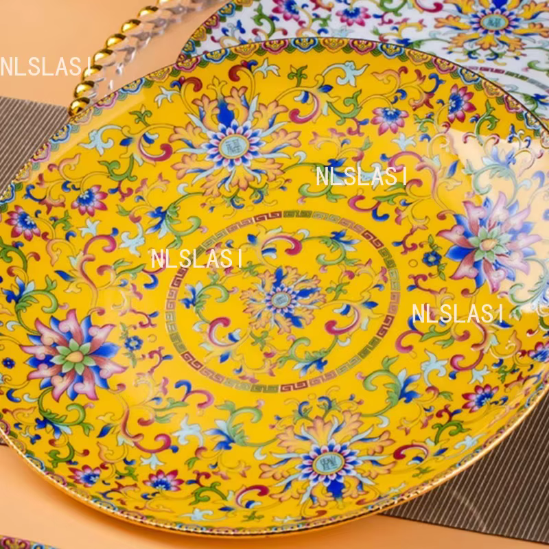 Assiette plate en céramique style palais Jingdezhen