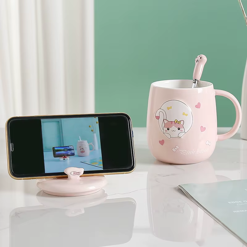 JUSTINLAU tasse chat avec couvercle et bec créativité