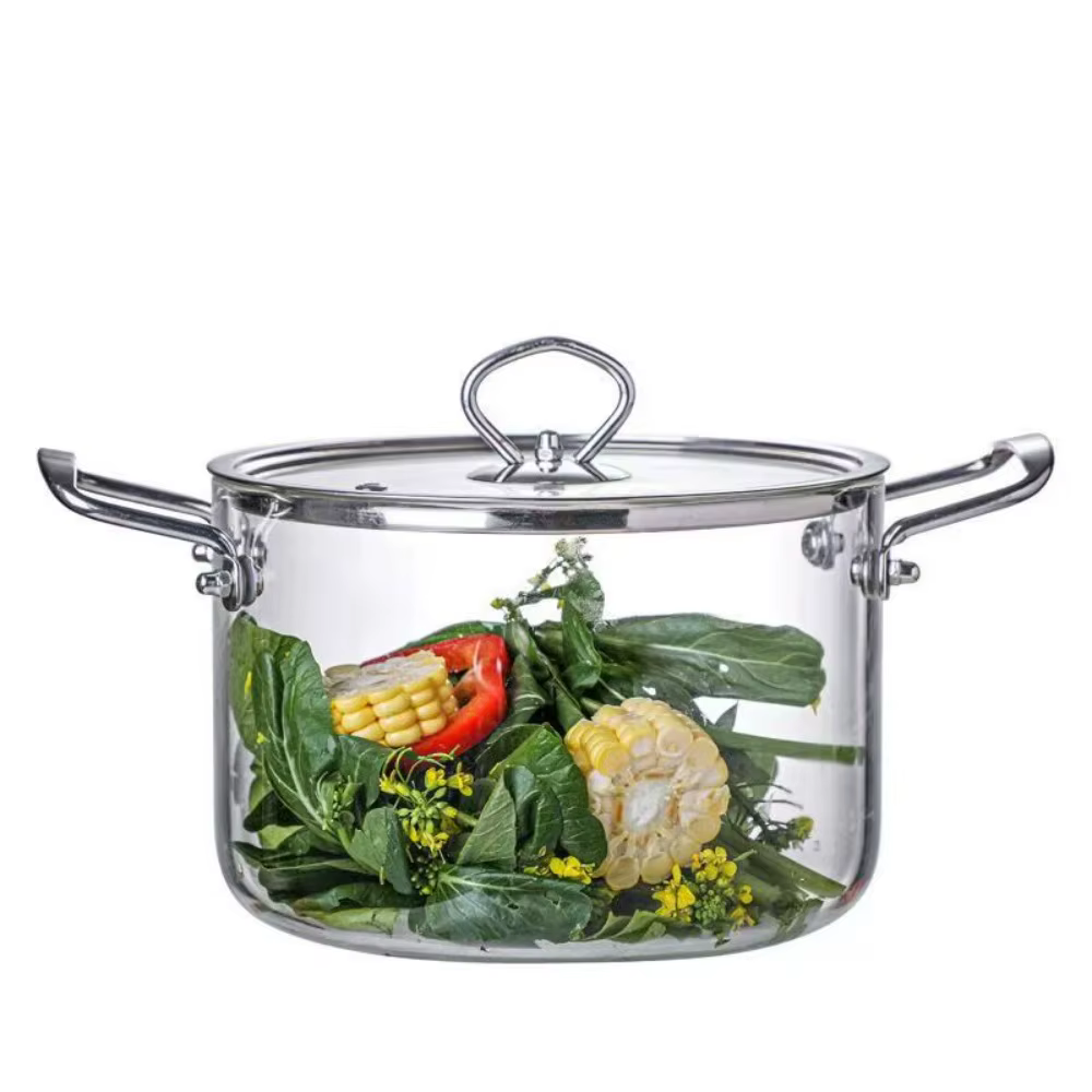 Verrerie moderne haute teneur en verre Borosilicate marmite transparente minimaliste casserole