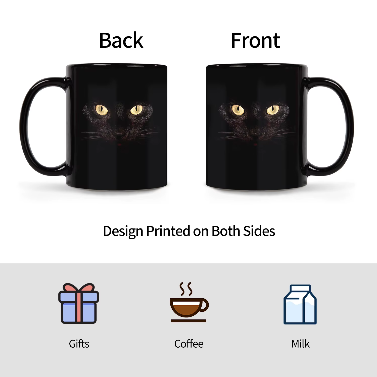 1 pièce, tasse à café chat noir 11 oz - Design ludique - Cadeau d'échauffement pour les amoureux des chats